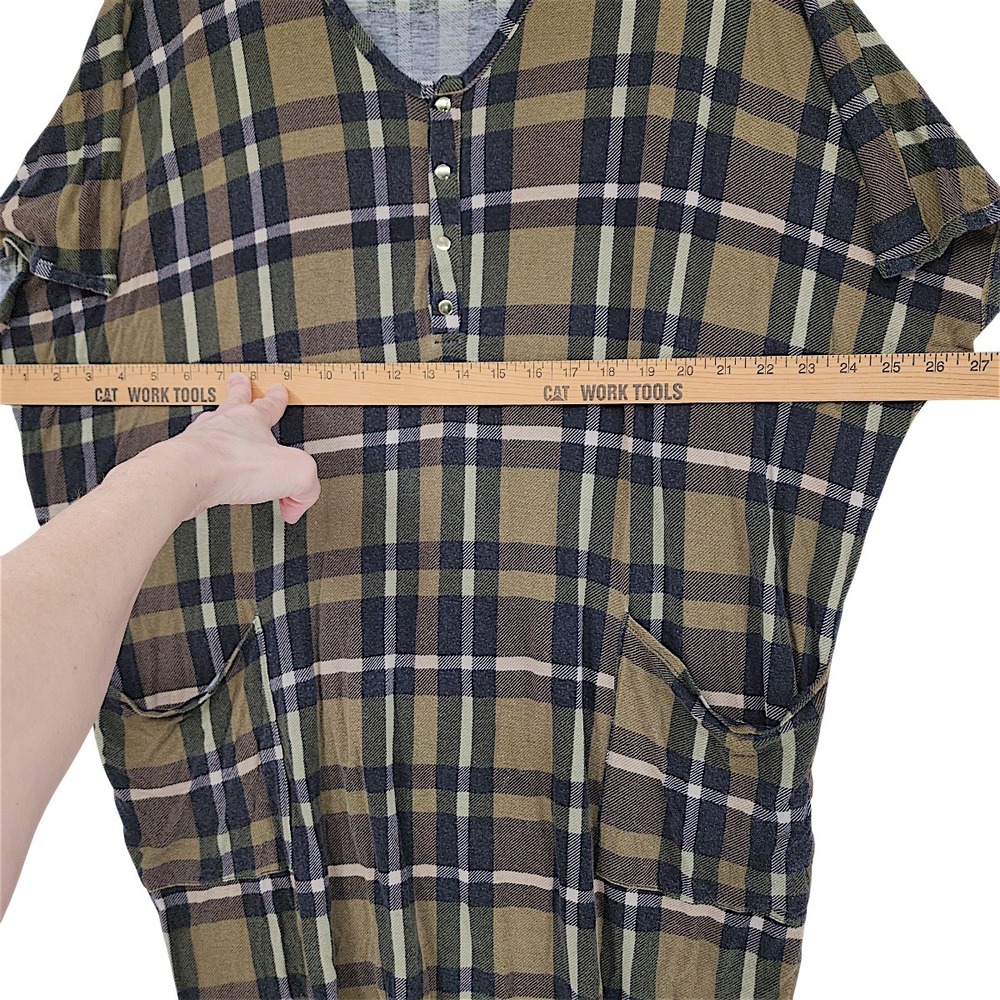 Dwell Slumber Cocoon Nightgown House Dress‎ OS Caftan Plaid Loungewear USA - Picture 5 of 12